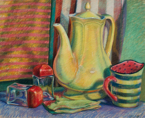 Salt Shakers and Yellow Pot, Pastel on Canson Paper, 22X17