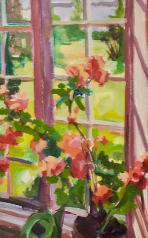 Geraniums in window
